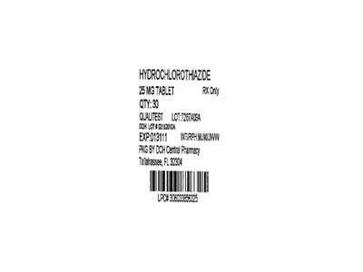 Image Of The Label For 25 mg Hydrochlorothiazide Tablets. (Hctz 25mg(qualitest))